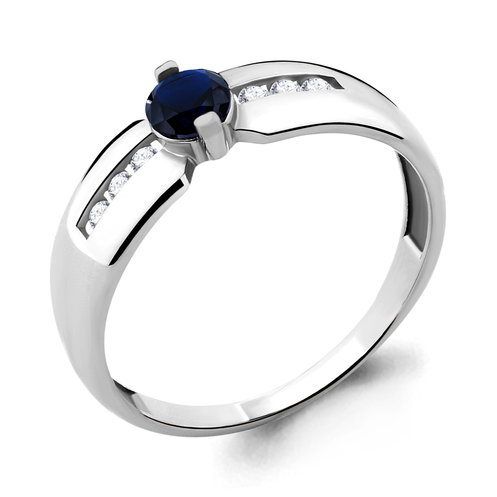 68011Н Кольцо из Серебра с наносапфиром, фианитами