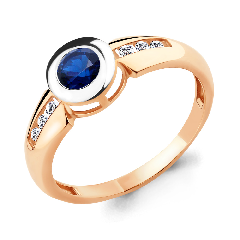 68013Н Кольцо из Золота с наносапфиром, фианитами из коллекции "Клеопатра"