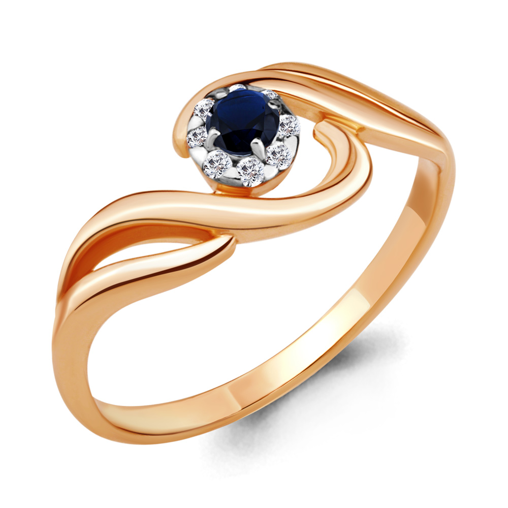 68213Б Кольцо из золота с наносапфиром, фианитами