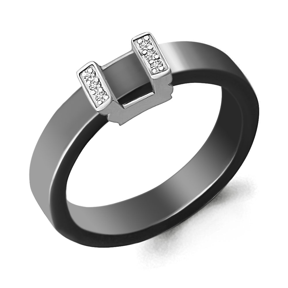 68446 Кольцо из Серебра с керамикой, фианитами