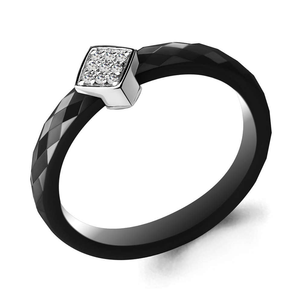 68455 Кольцо из Серебра с керамикой, фианитами