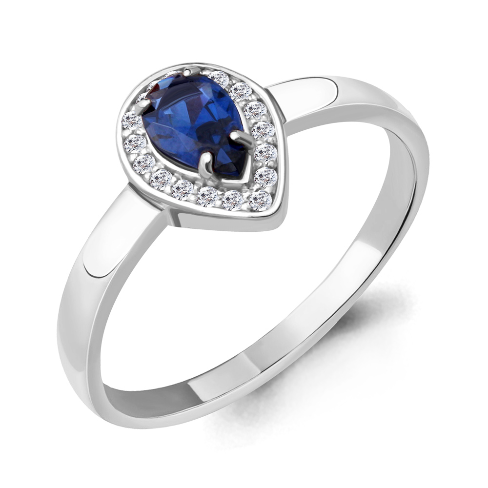 68470Б Кольцо из Серебра с наносапфиром, фианитами из коллекции "Клеопатра"