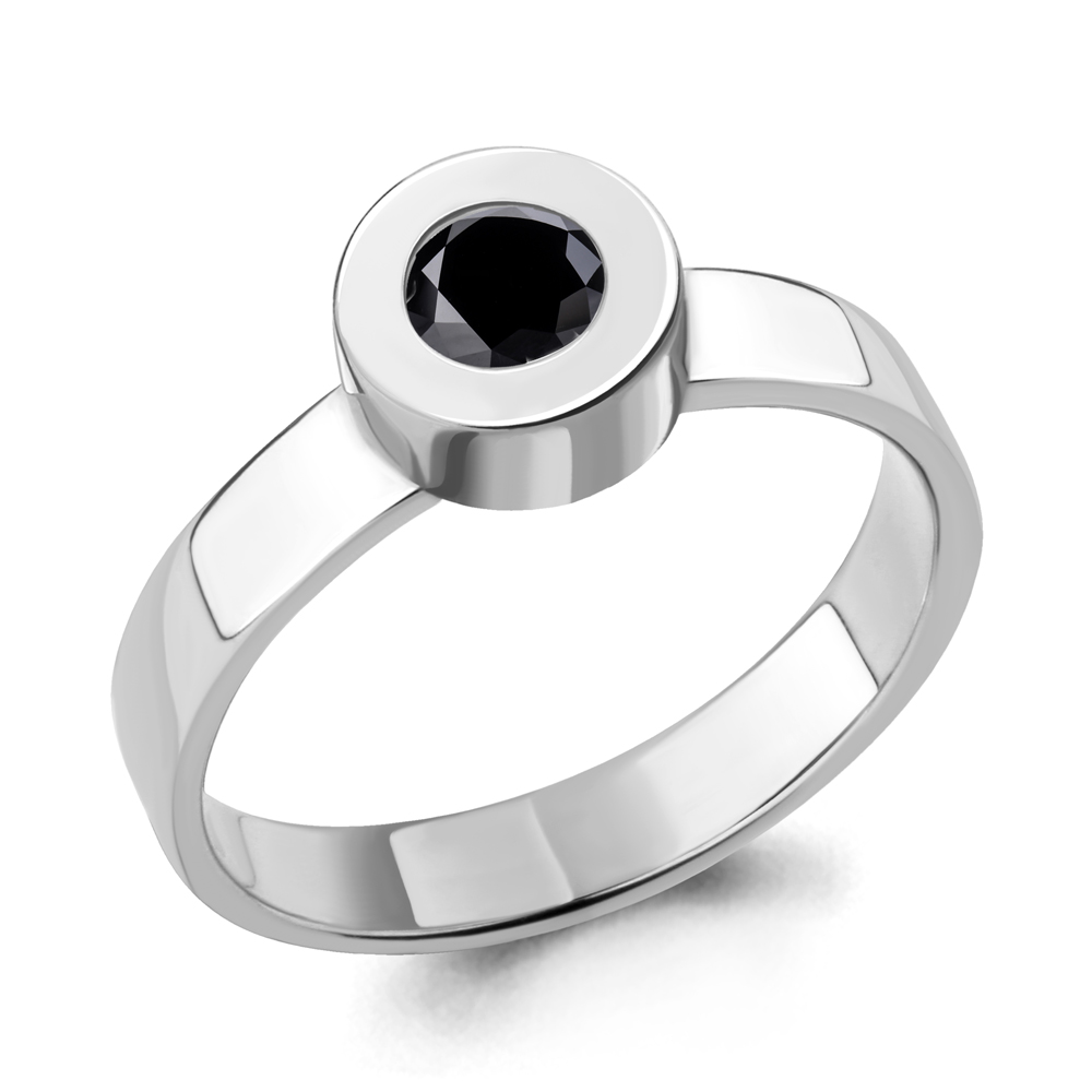 68481Ч Кольцо из Серебра с черным фианитом