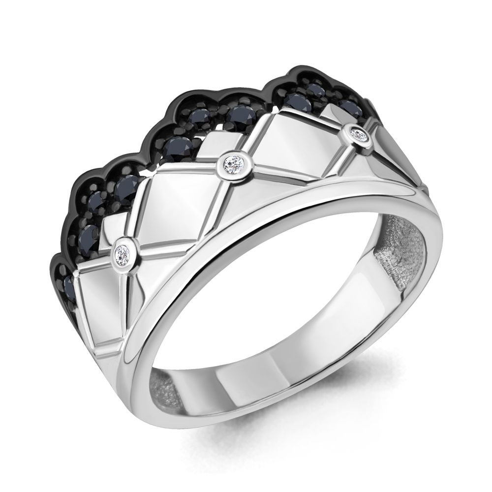 68563АЧ Кольцо из серебра с нанокристаллами, синт. шпинелью, фианитами