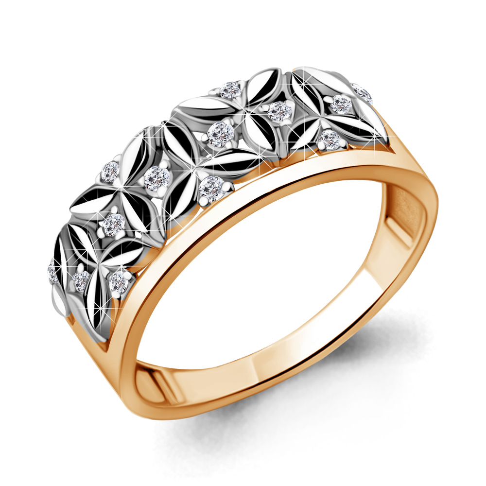 68637А Кольцо из Золота с фианитами из коллекции "Sunshine"