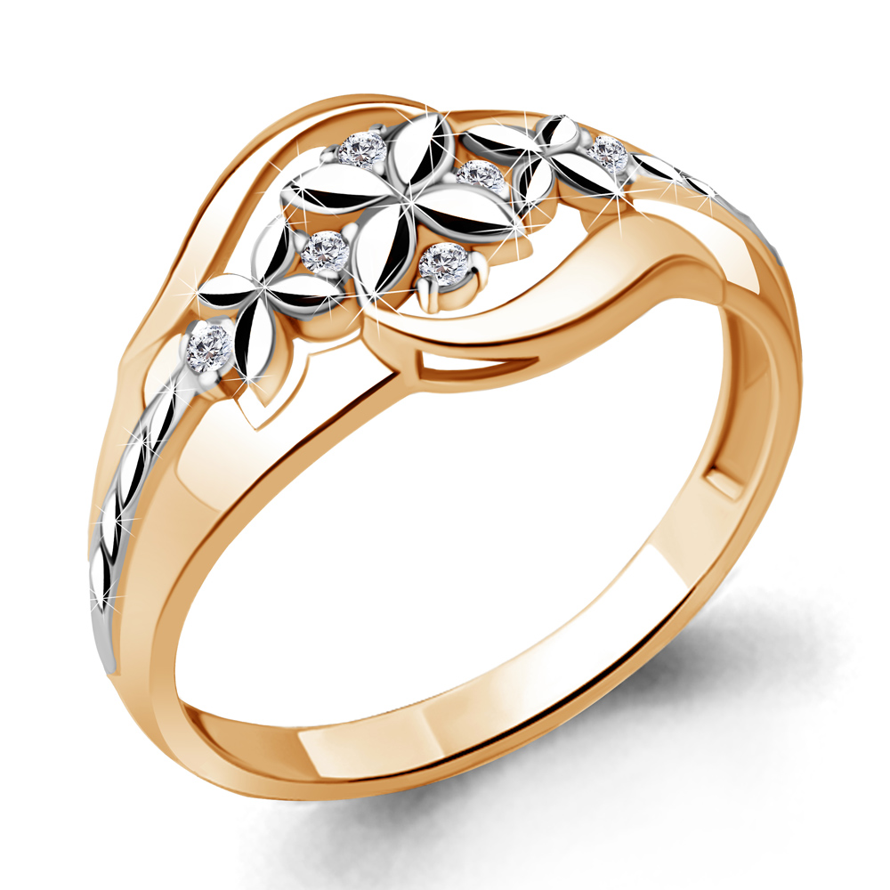 68639А Кольцо из Золота с фианитами из коллекции "Sunshine"