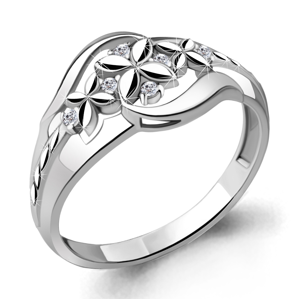 68639А Кольцо из Серебра с фианитами из коллекции "Sunshine"