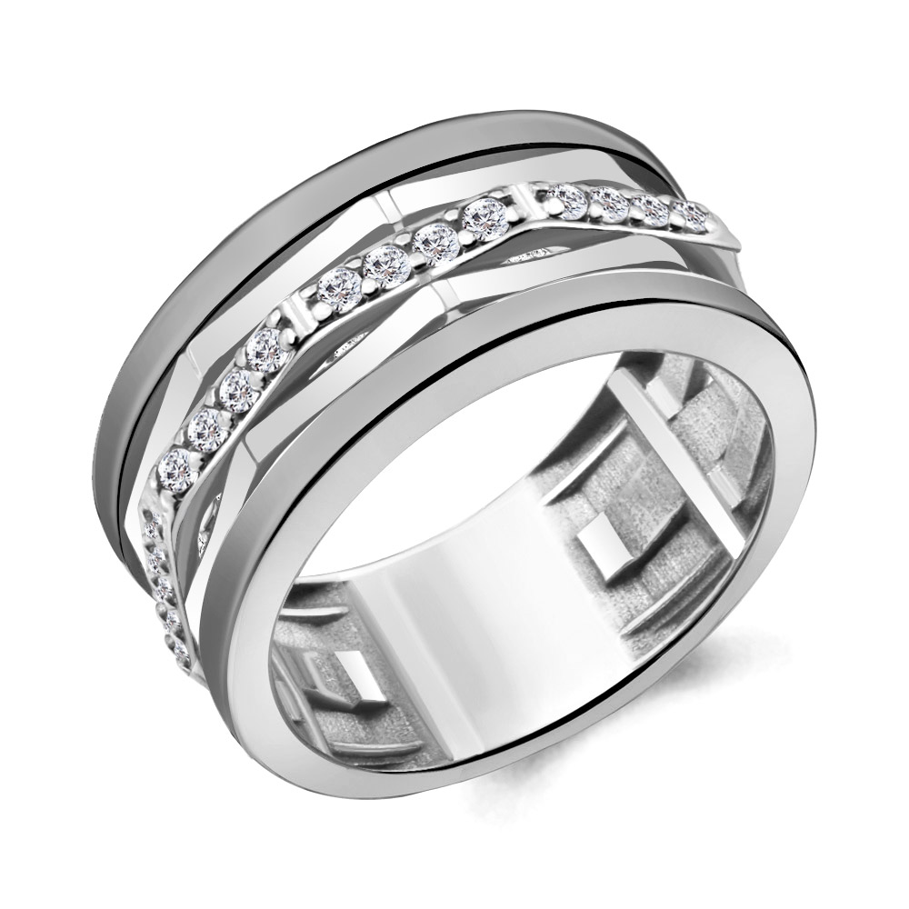 68661А Кольцо из Серебра с фианитами из коллекции "Rich"