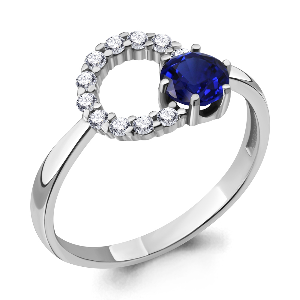 68810АБ Кольцо из Серебра с наносапфиром, фианитами