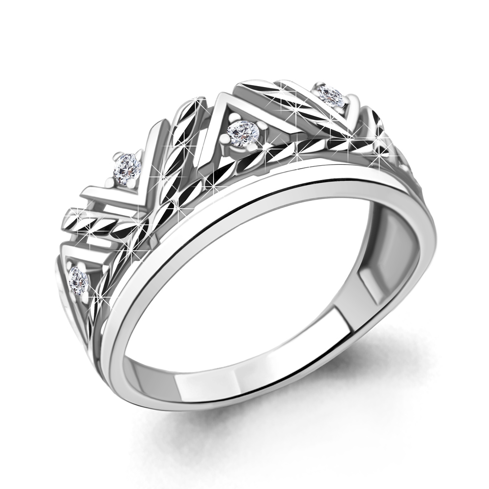 68845А Кольцо из Серебра с фианитами из коллекции "Sunshine"