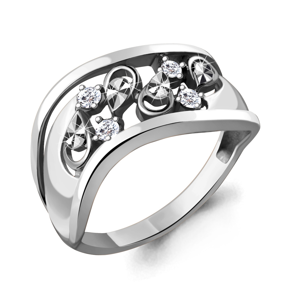 68851А Кольцо из Серебра с фианитами из коллекции "Sunshine"