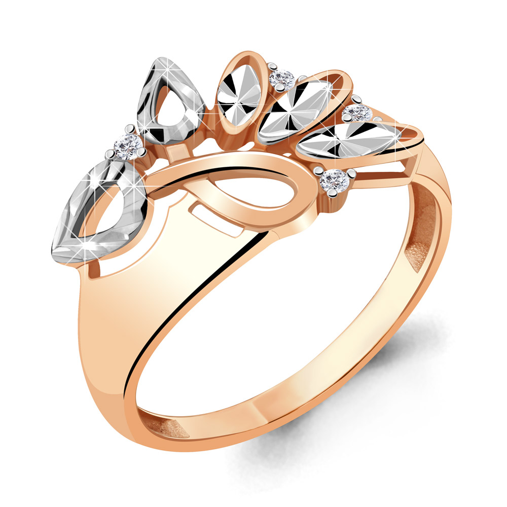 68855А Кольцо из Золота с фианитами из коллекции "Sunshine"