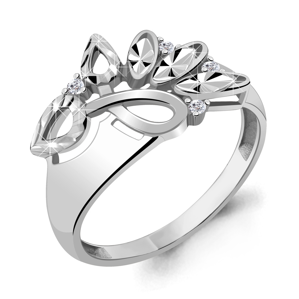 68855А Кольцо из Серебра с фианитами из коллекции "Sunshine"