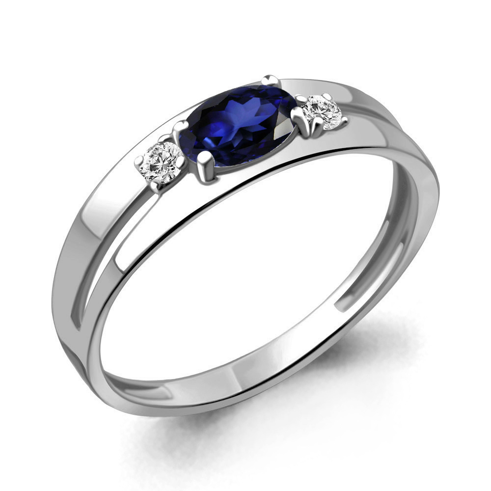 68925АБ Кольцо из Серебра с наносапфиром, фианитами из коллекции "Клеопатра"
