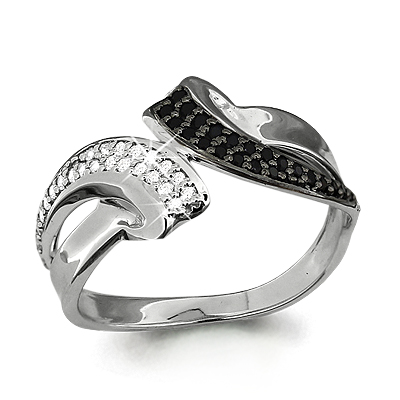 68944АЧ Кольцо из Серебра с нанокристаллами, фианитами