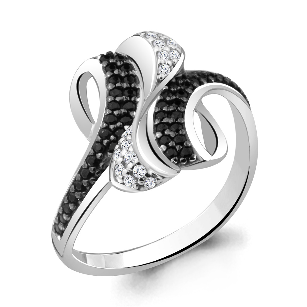 68950АЧ Кольцо из Серебра с нанокристаллами, фианитами