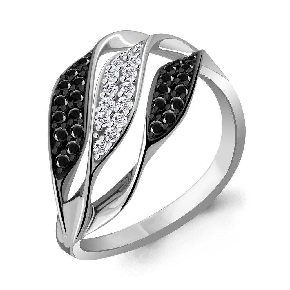 68954АЧ Кольцо из Серебра с нанокристаллами, фианитами