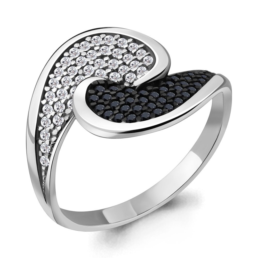 68956АЧ Кольцо из Серебра с нанокристаллами, фианитами