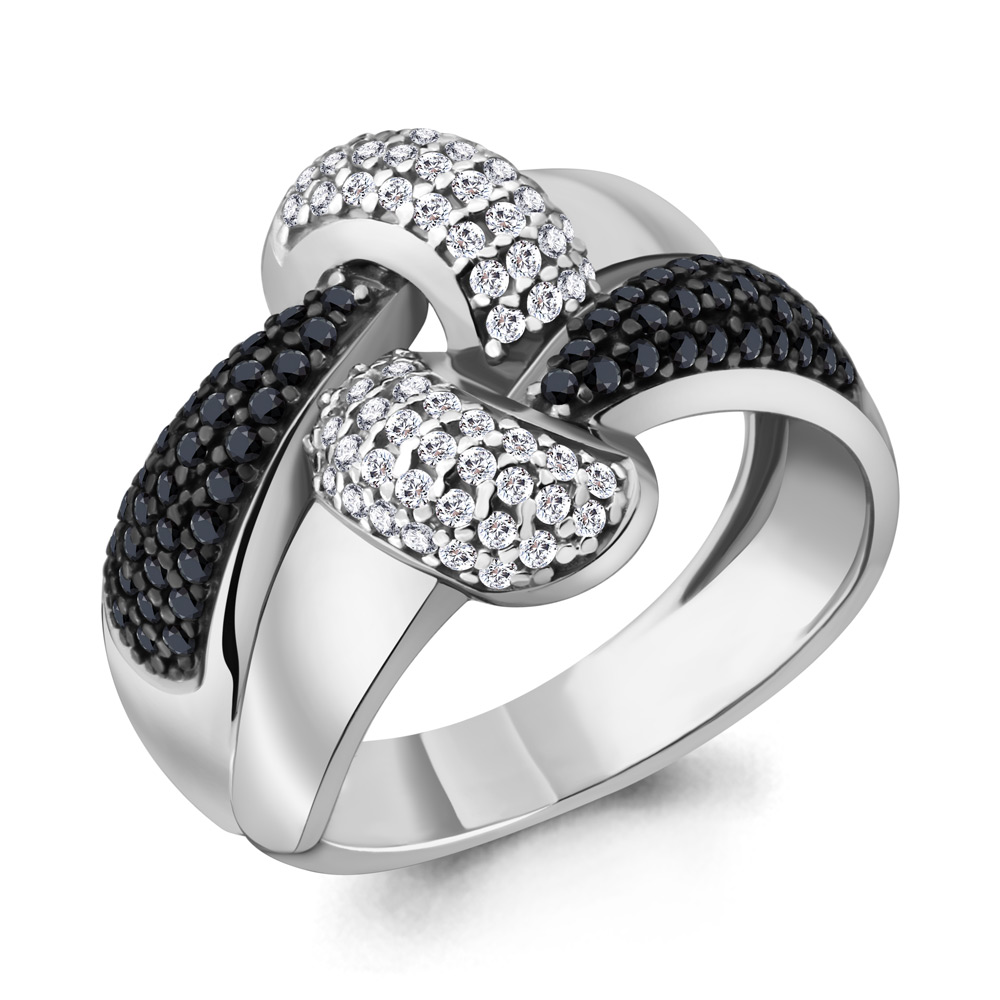 68958АЧ Кольцо из Серебра с нанокристаллами, фианитами