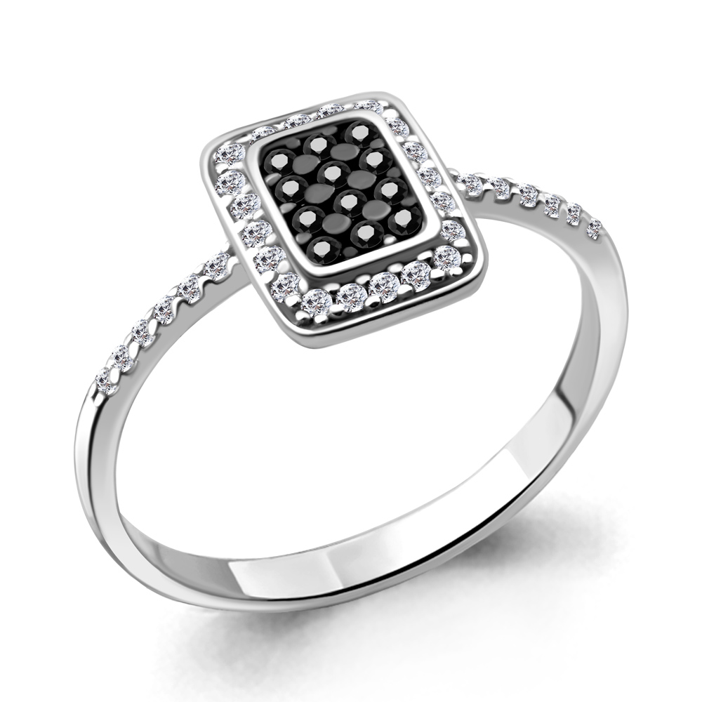 68964АЧ Кольцо из Серебра с нанокристаллами, фианитами