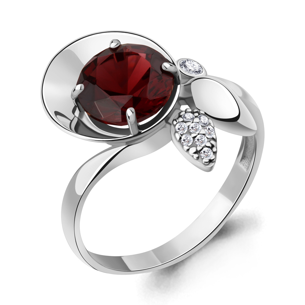6901985А Кольцо из Серебра с наногранатом, фианитами