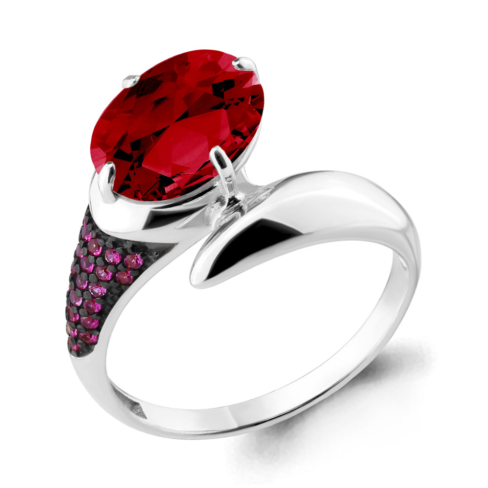 6902585В Кольцо из Серебра с наногранатом, фианитами