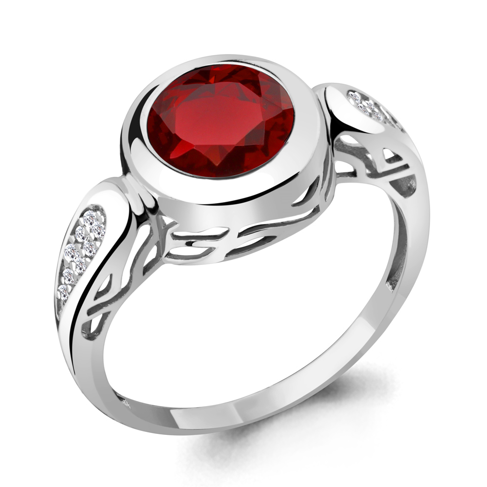 6902685А Кольцо из Серебра с наногранатом, фианитами