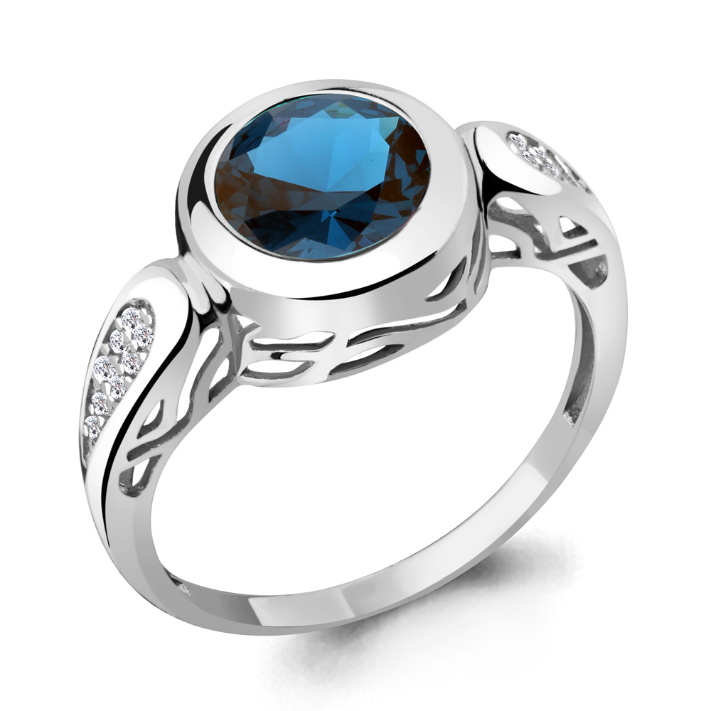 6902693А Кольцо из Серебра с нанотопазом лондон, фианитами