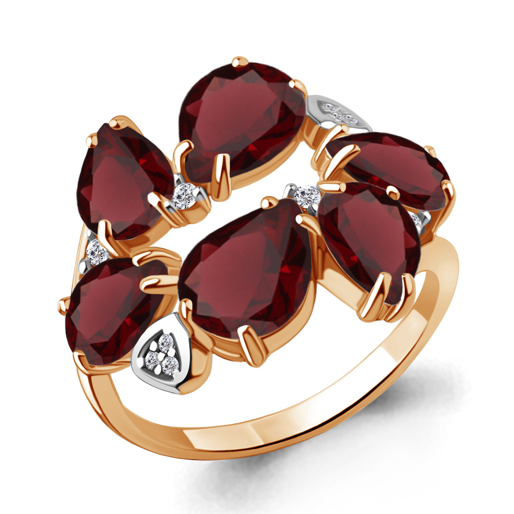 6905203А Кольцо из Золота с гранатами, фианитами из коллекции "Chicago"