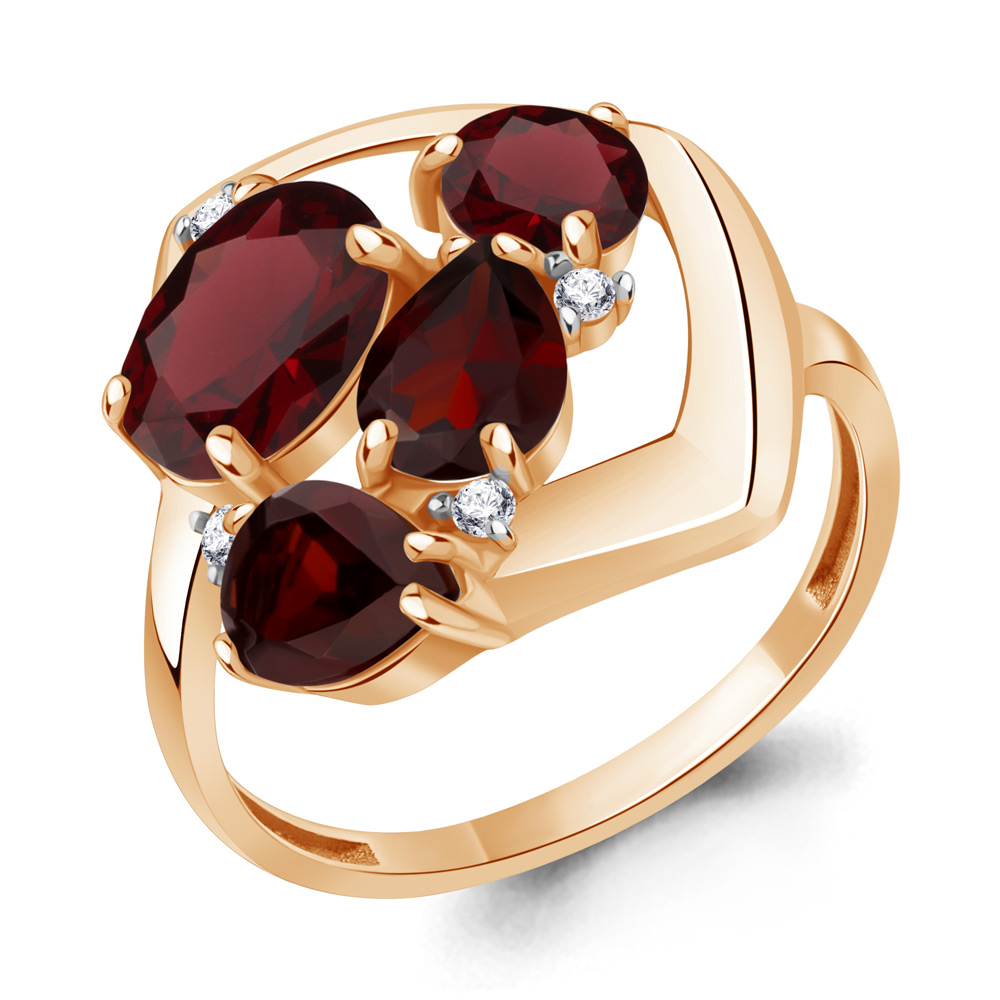 6905603А Кольцо из Золота с гранатами, фианитами из коллекции "Chicago"