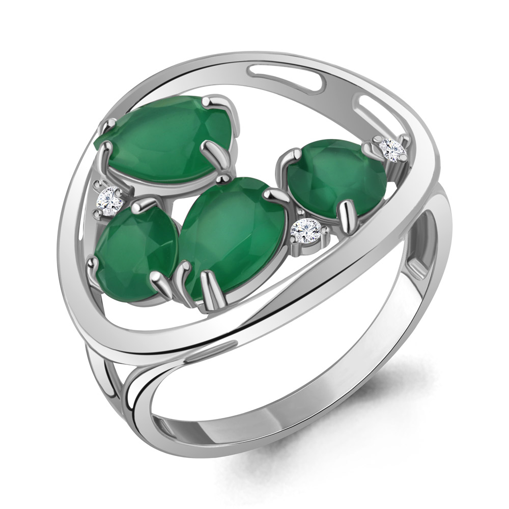 6905809А Кольцо из Серебра с агатами, фианитами