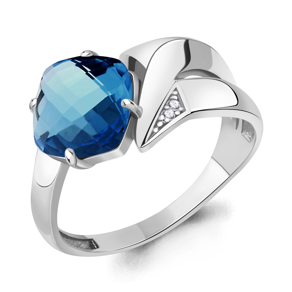 6906193А Кольцо из Серебра с нанотопазом лондон, фианитами