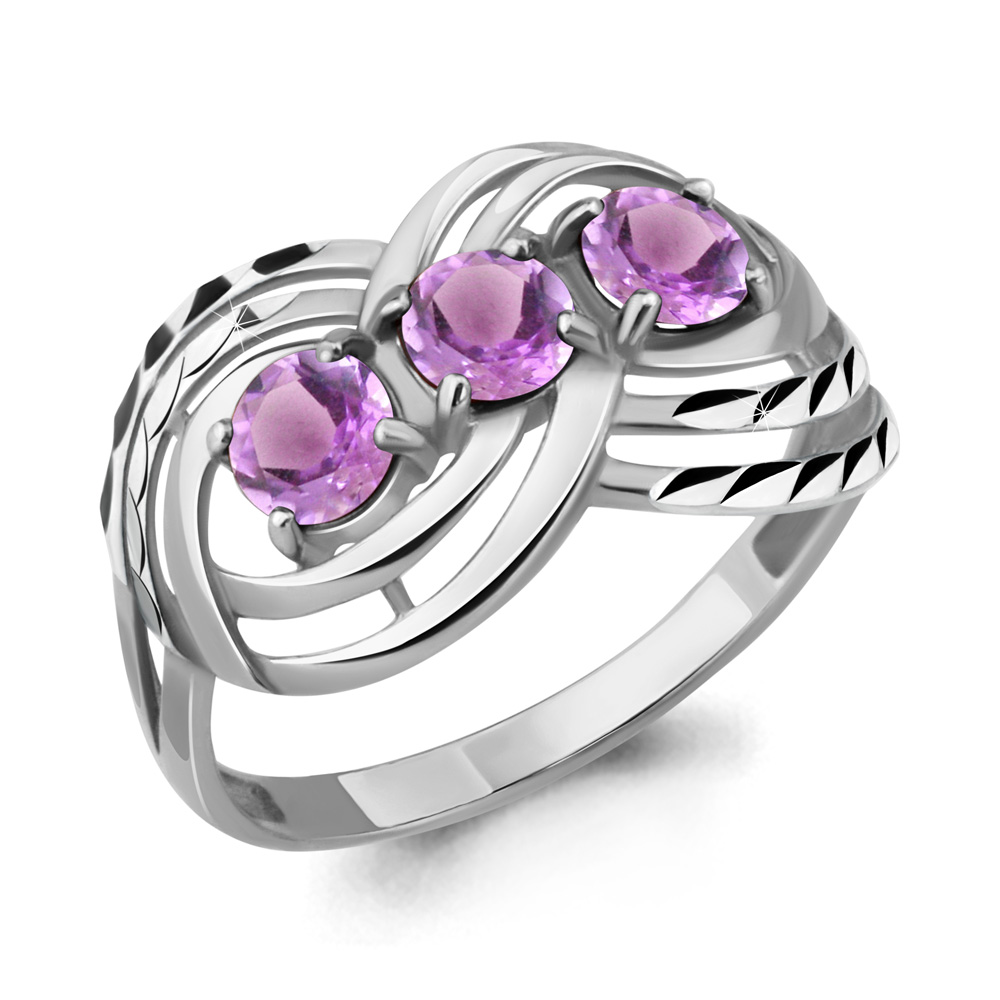 6908204 Кольцо из Серебра с аметистами