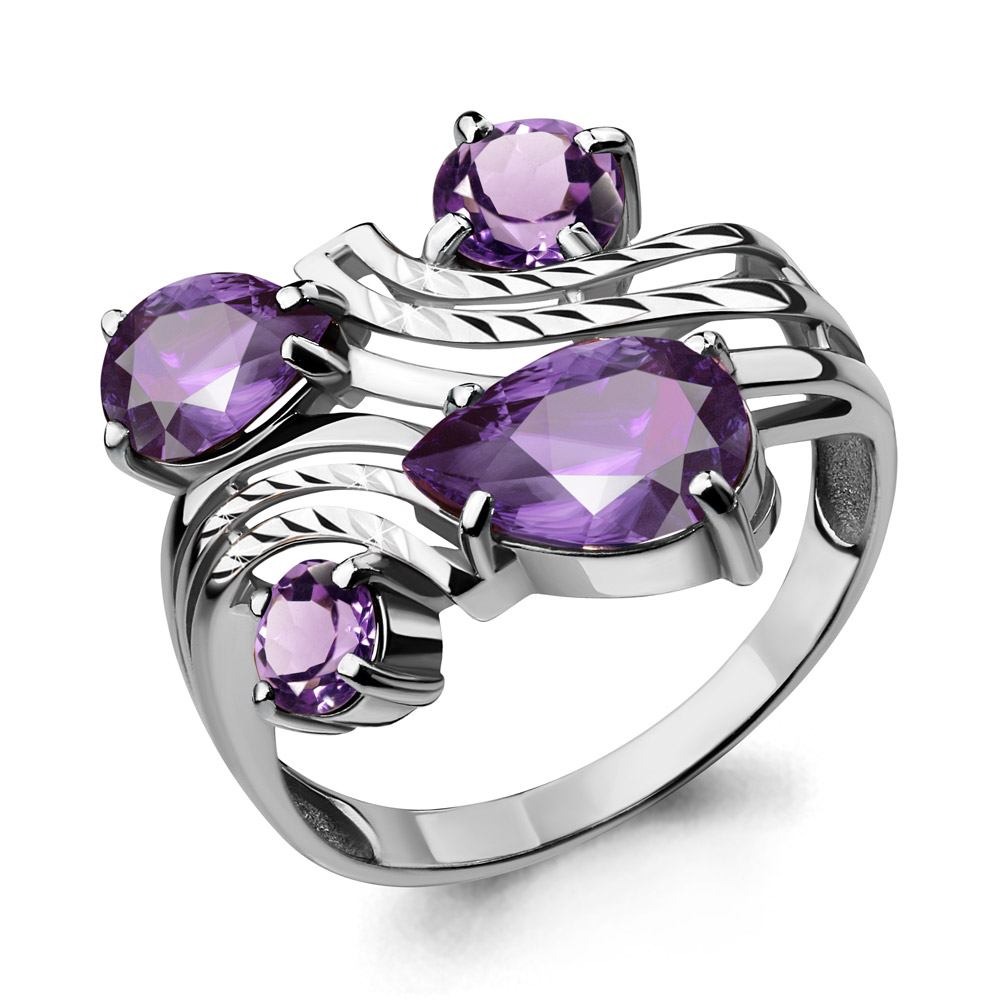 6908404 Кольцо из Серебра с аметистами
