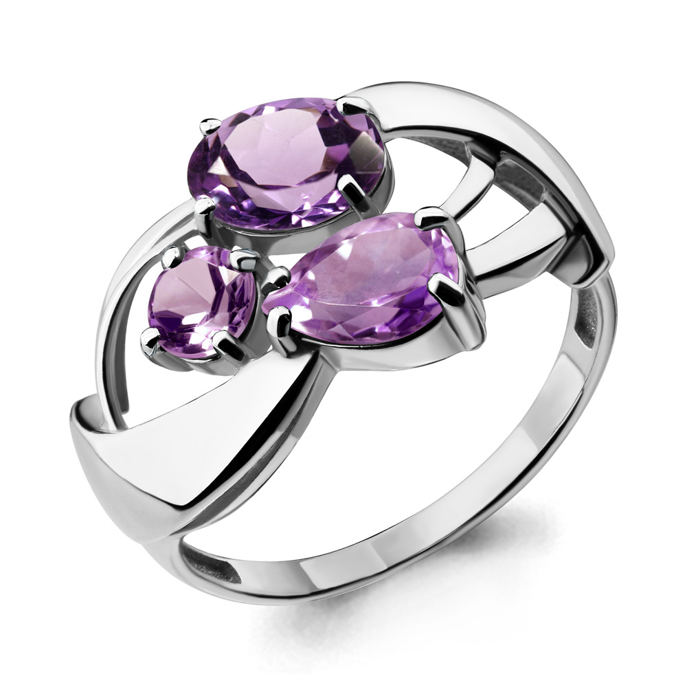 6908504 Кольцо из Серебра с аметистами