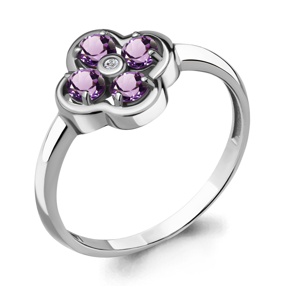 6908804 Кольцо из Серебра с аметистами