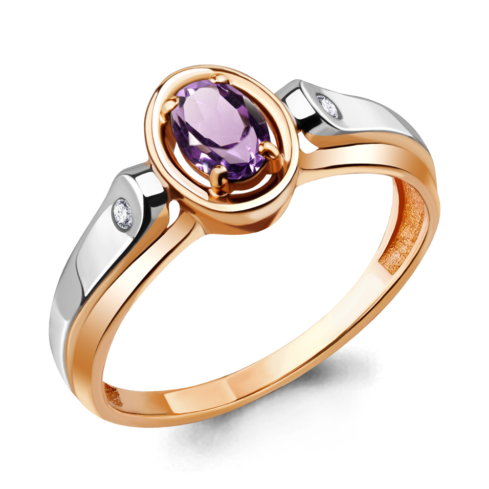 6910004А Кольцо из Золота с аметистом, фианитами