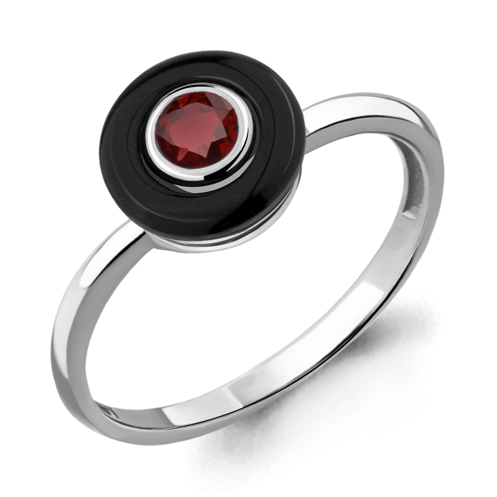 6910703 Кольцо из Серебра с гранатом, керамическим покрытием из коллекции "Neo"