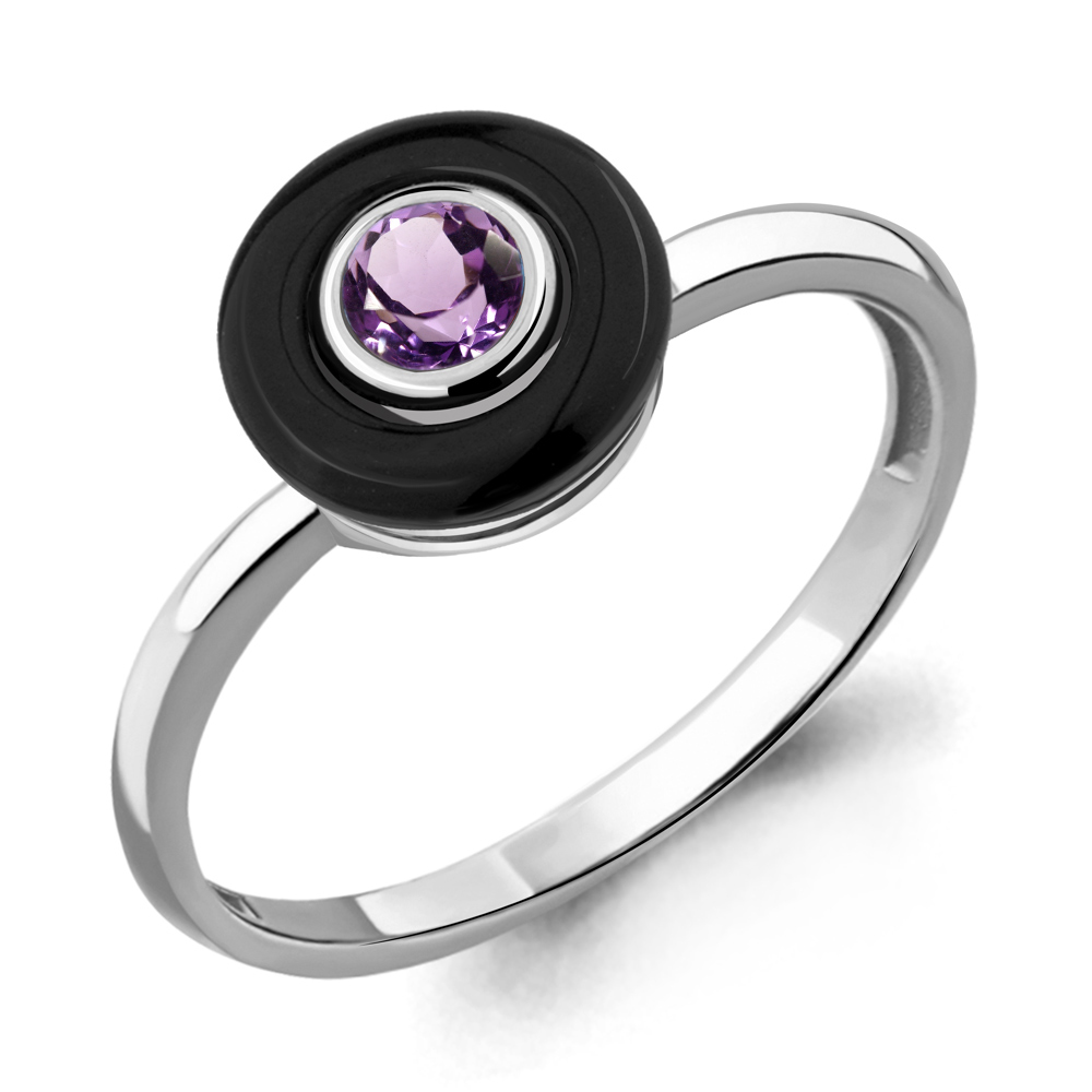 6910704 Кольцо из Серебра с аметистом, керамическим покрытием из коллекции "Neo"