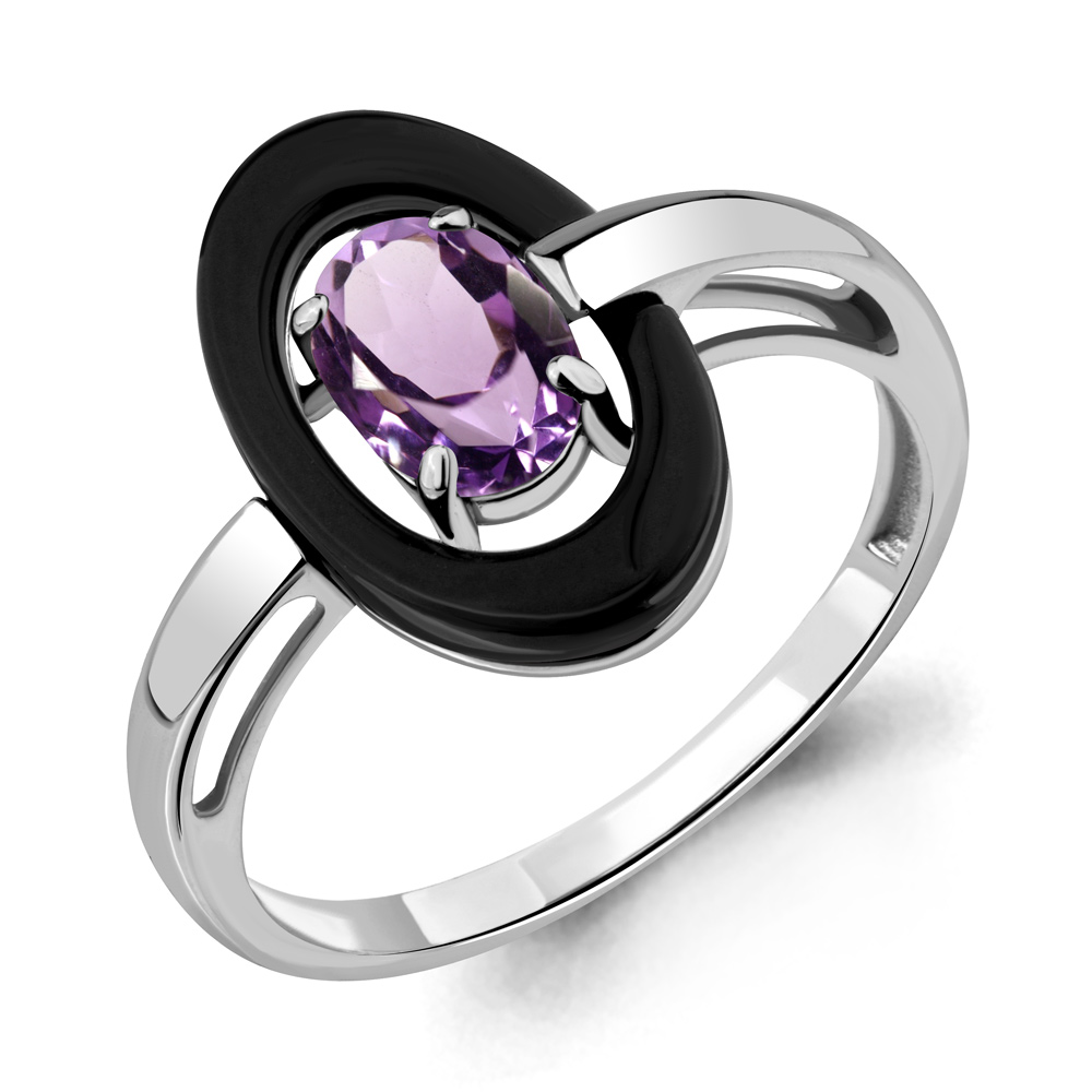 6911504 Кольцо из Серебра с аметистом, керамическим покрытием из коллекции "Neo"