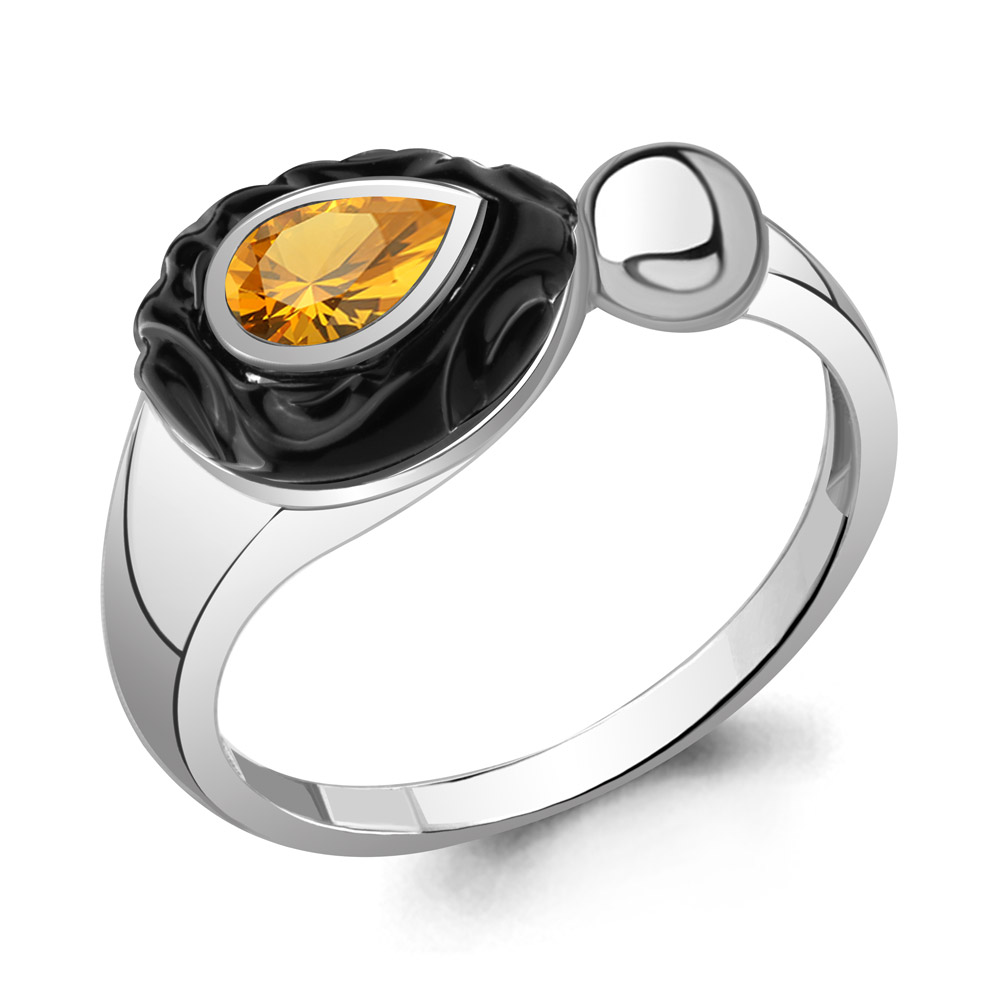 6911906 Кольцо из Серебра с керамическим покрытием, цитрином из коллекции "Neo"