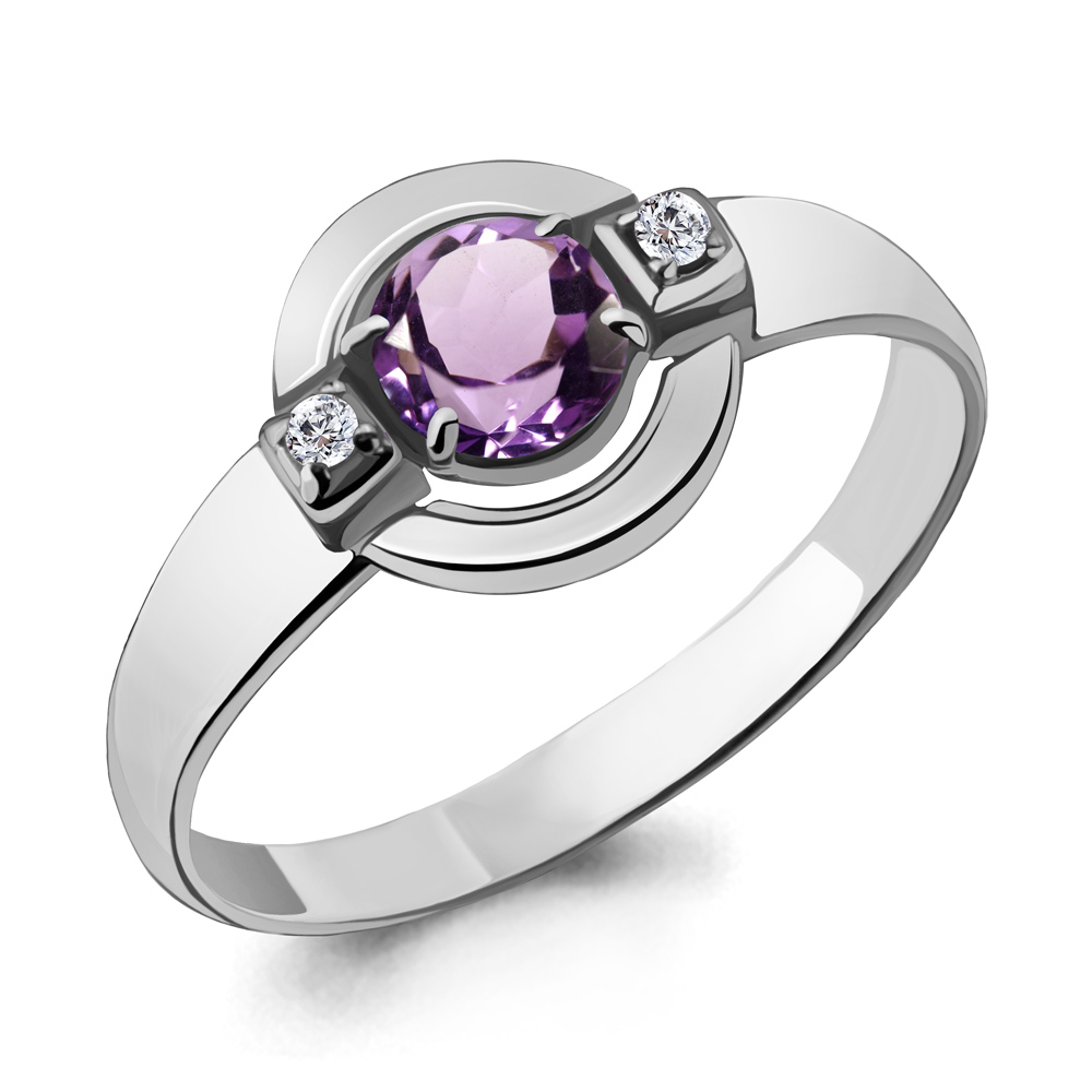 6912304А Кольцо из Серебра с аметистом, фианитами