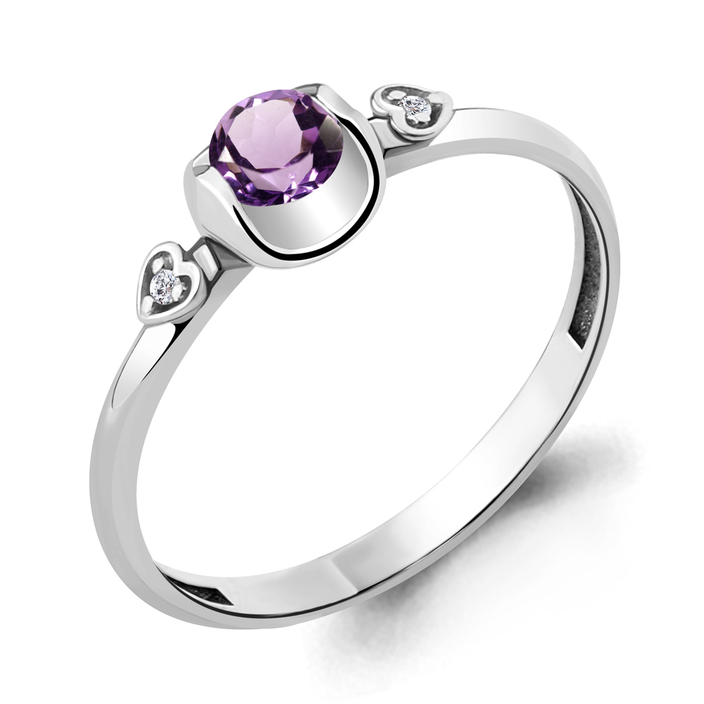6912604А Кольцо из Серебра с аметистом, фианитами