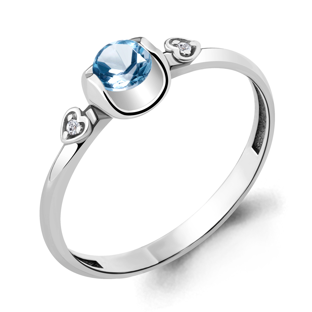 6912605А Кольцо из Серебра с топазом свисс блю, фианитами