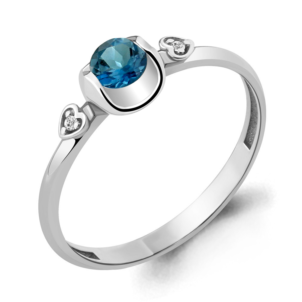 6912608А Кольцо из Серебра с топазом лондон блю, фианитами