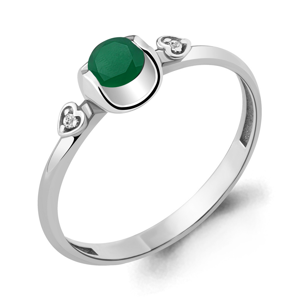 6912609А Кольцо из Серебра с агатом, фианитами