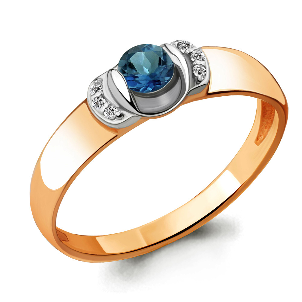 6912908А Кольцо из Золота с топазом лондон блю, фианитами