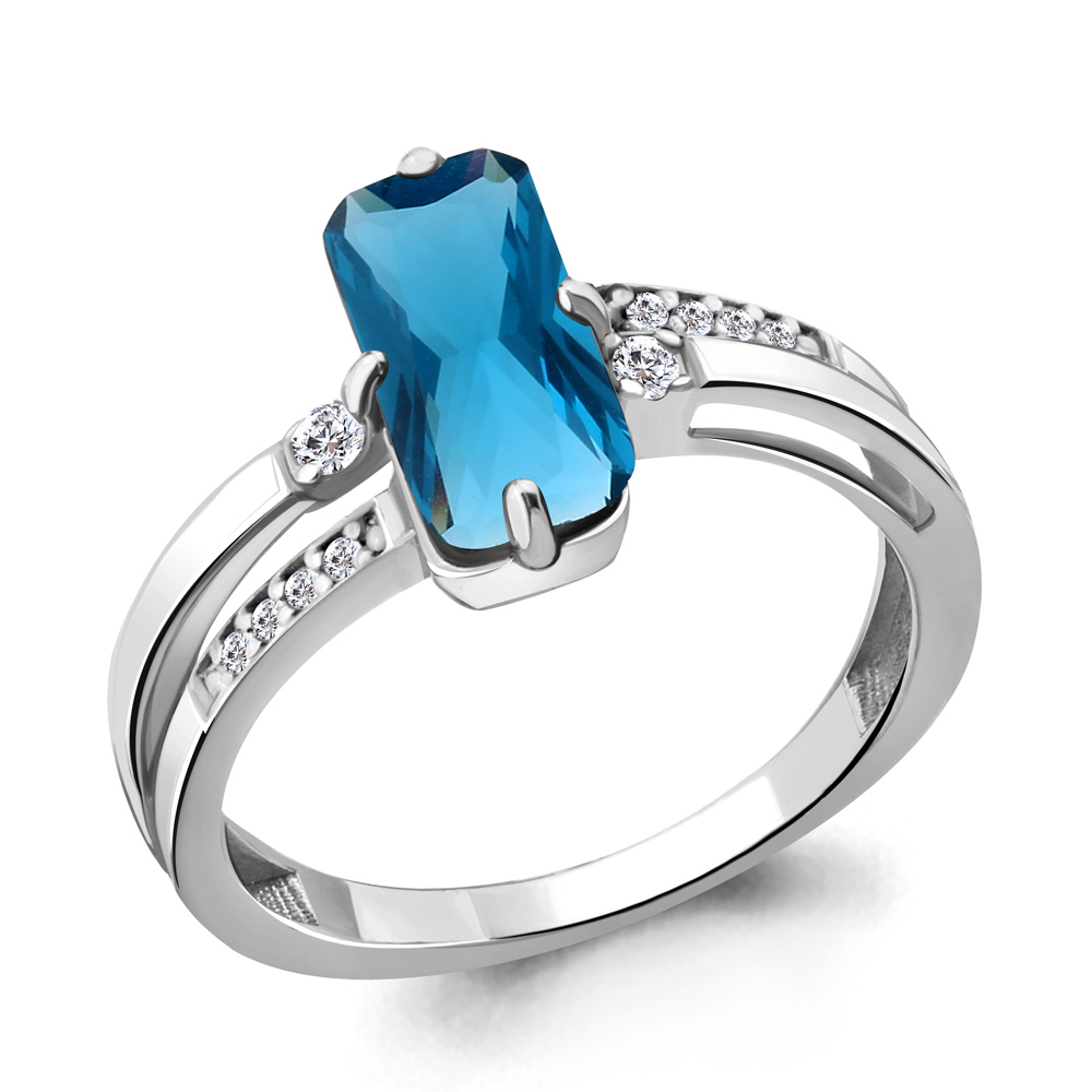 6914193А Кольцо из Серебра с нанотопазом лондон, фианитами