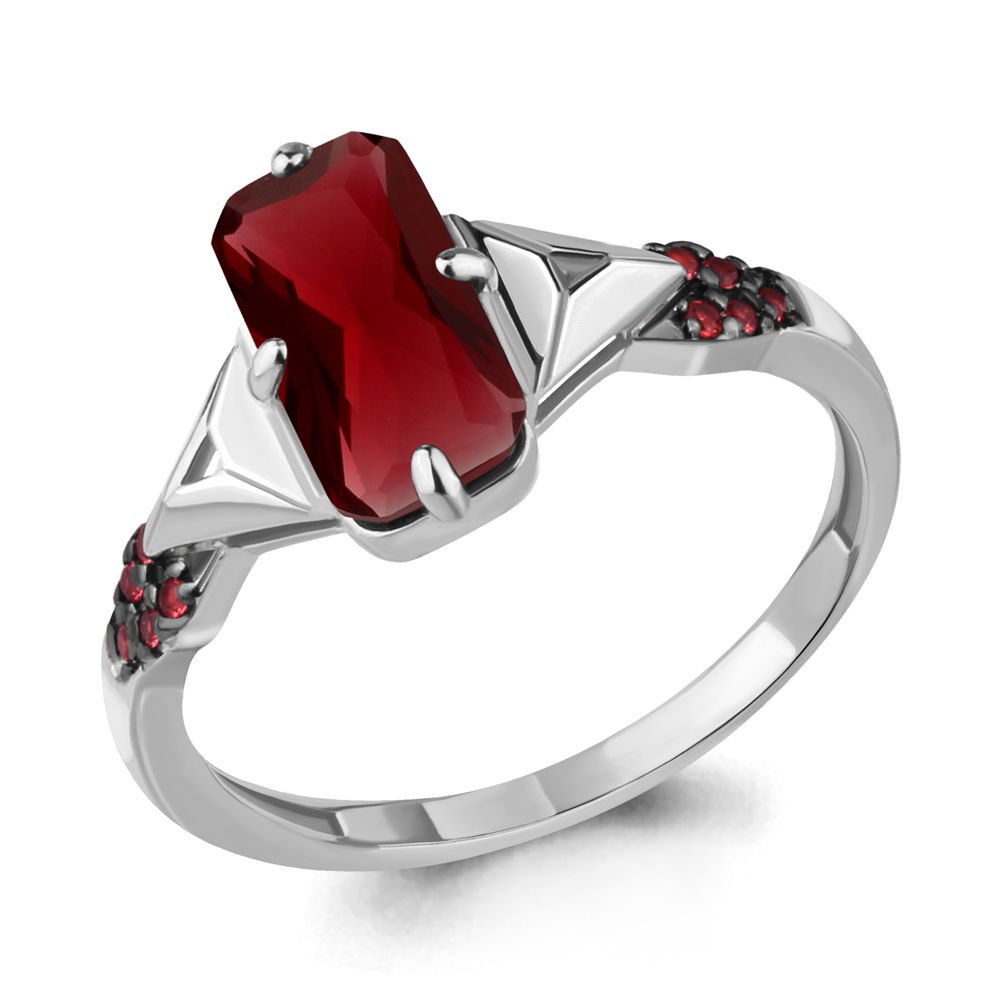 6914385В Кольцо из Серебра с наногранатом, нанотурмалинами из коллекции "Каприз"