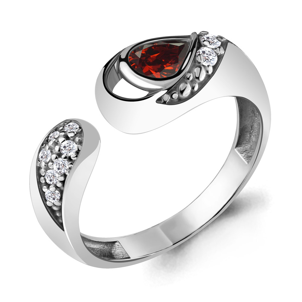 6915003А Кольцо из Серебра с гранатом, фианитами